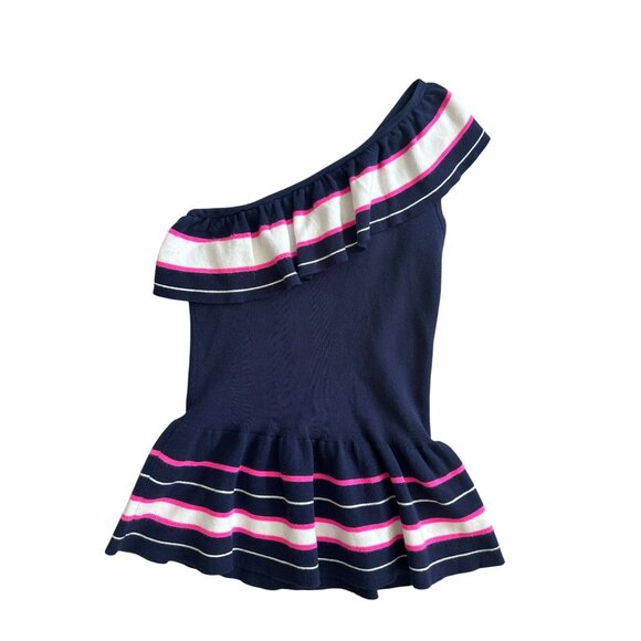 LILLY PULITZER Striped Ruffle Asymmetrical Top Size Small - Picture 2 of 7